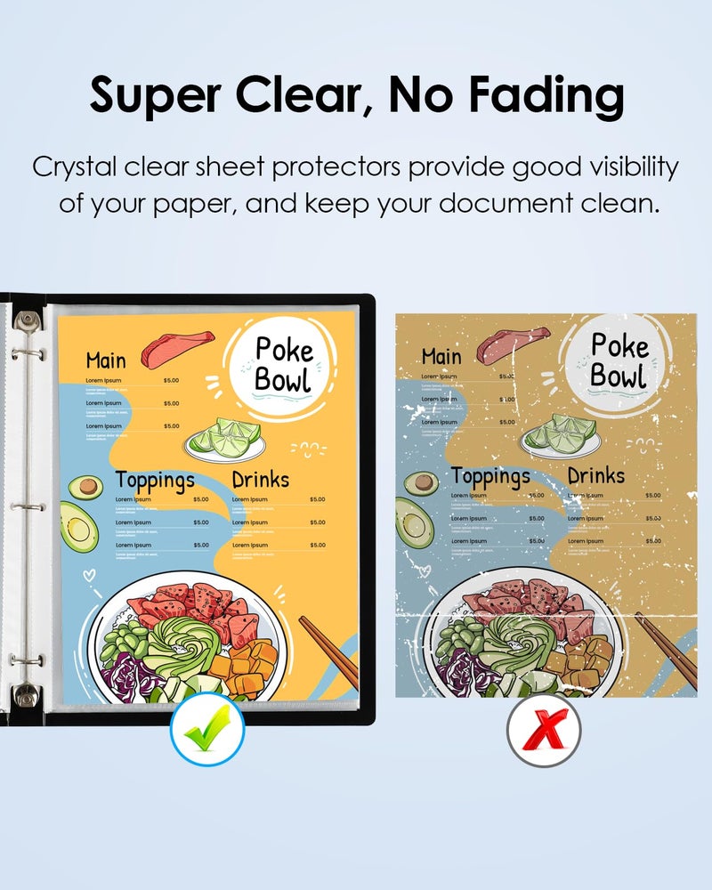 KTRIO 600 Pack Sheet Protectors 8.5 x 11 inch, Clear Page Protector for 3 Ring Binder, Plastic Sleeves for Binders, Top Loading Paper Sheets Document Sleeve Letter Size, Office & Home - Image 5